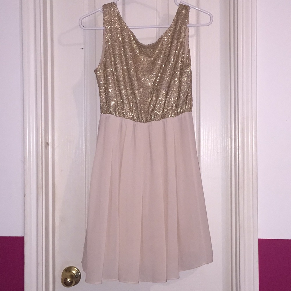 Gold and cream cocktail dress